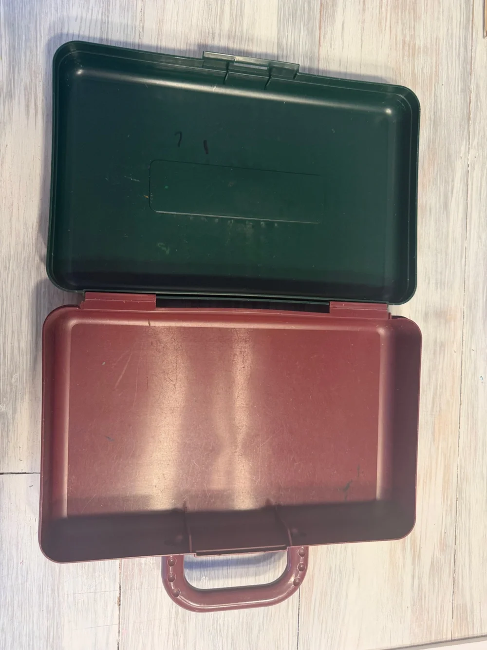 Vintage 1994 SpaceMaker II Storage Case Forest Green Burgundy Handle Organizer